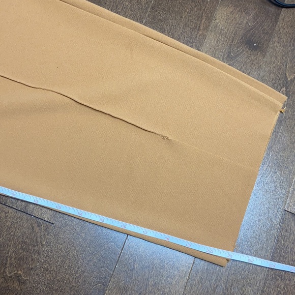 Tan Brown Drawstring Cropped Wide Leg Front Slit Pants - Picture 7 of 8